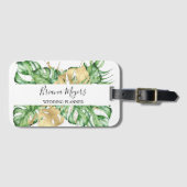 Waterverf Greenery Palm laat gouden tropische wond Bagagelabel (Voorkant (horizontaal))
