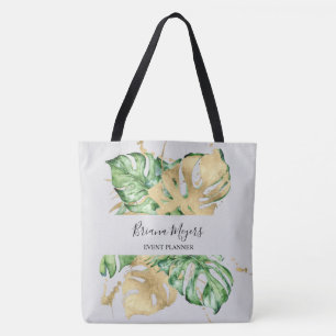 Waterverf Greenery Palm laat gouden zandspiering Tote Bag