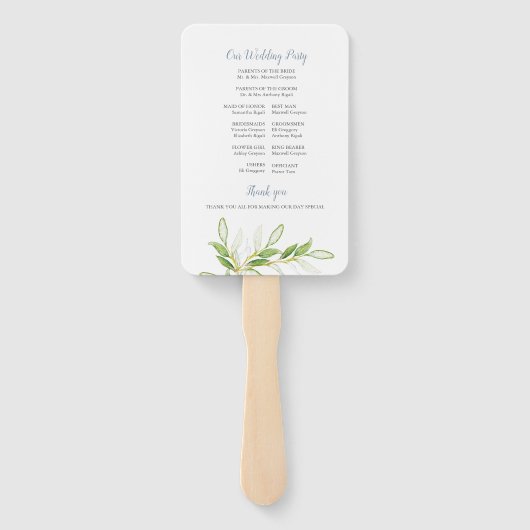 Waterverf Greenery Paper Wedding Fan Handwaaier (Achterkant)