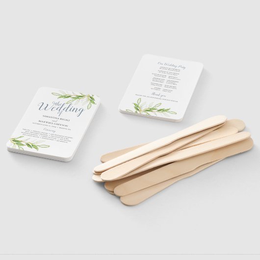 Waterverf Greenery Paper Wedding Fan Handwaaier (Niet-gemonteerd)