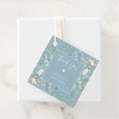 Waterverf Greenery Peach Rozen Dusty Blue Wedding Bedankjes Labels (In situ)