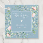 Waterverf Greenery Peach Rozen Dusty Blue Wedding Bedankjes Labels (Voorkant)