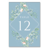 Waterverf Greenery Peach Rozen Dusty Blue Wedding Kaart (Achterkant)