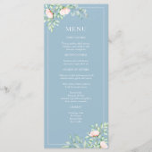 Waterverf Greenery Peach Rozen Dusty Blue Wedding Menu (Voorkant)