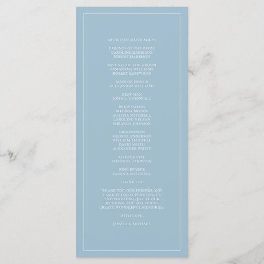Waterverf Greenery Peach Rozen Dusty Blue Wedding Programmakaart (Achterkant)