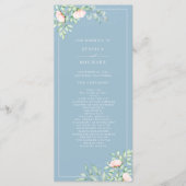 Waterverf Greenery Peach Rozen Dusty Blue Wedding Programmakaart (Voorkant)