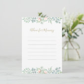 Waterverf Greenery Peach Rozen Floral Baby shower Advieskaart (Staand voorkant)