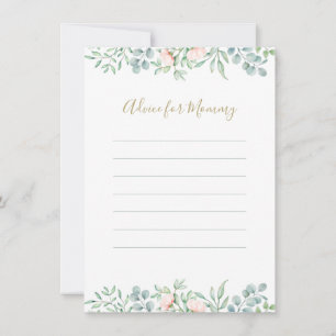 Waterverf Greenery Peach Rozen Floral Baby shower Advieskaart