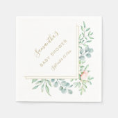 Waterverf Greenery Peach Rozen Floral Baby shower Servet (Voorkant)