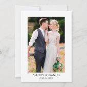 Waterverf Greenery Peach Rozen Foto bruiloft Kaart (Achterkant)