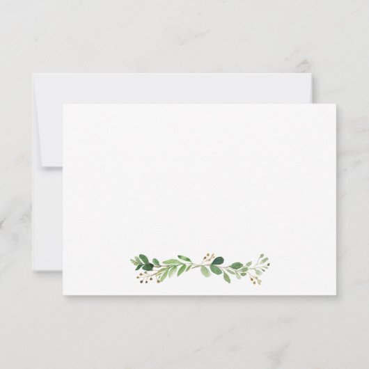 Waterverf Greenery Peach Rozen Wedding Gold RSVP Kaartje (Achterkant)