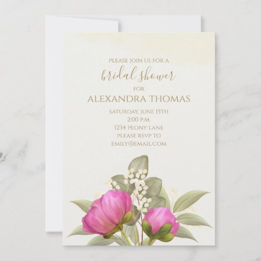 Waterverf Greenery Peony Floral Waterverf Kaart (Voorkant)