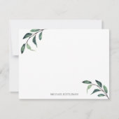 Waterverf Greenery Personalize and Monogram Notitiekaartje (Voorkant)