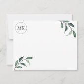 Waterverf Greenery Personalize and Monogram Notitiekaartje (Achterkant)