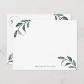 Waterverf Greenery Personalize and Monogram Notitiekaartje (Voorkant / Achterkant)