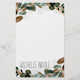 Waterverf Greenery Personalized Briefpapier