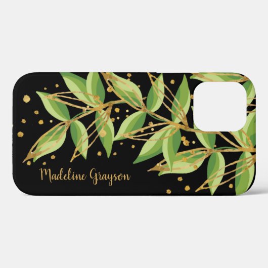 Waterverf Greenery Personalized Case-Mate iPhone Case (Achterkant (horizontaal))