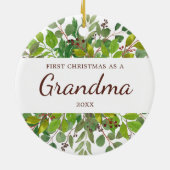 Waterverf Greenery Personalized New Grandma Gift Keramisch Ornament (Achterkant)