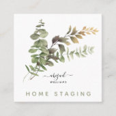 Waterverf Greenery Photo Home Staging Square Vierkante Visitekaartje (Voorkant)