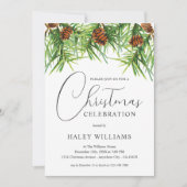 Waterverf Greenery Pine Corporate Christmas Party Kaart (Voorkant)