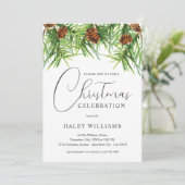 Waterverf Greenery Pine Corporate Christmas Party Kaart (Staand voorkant)