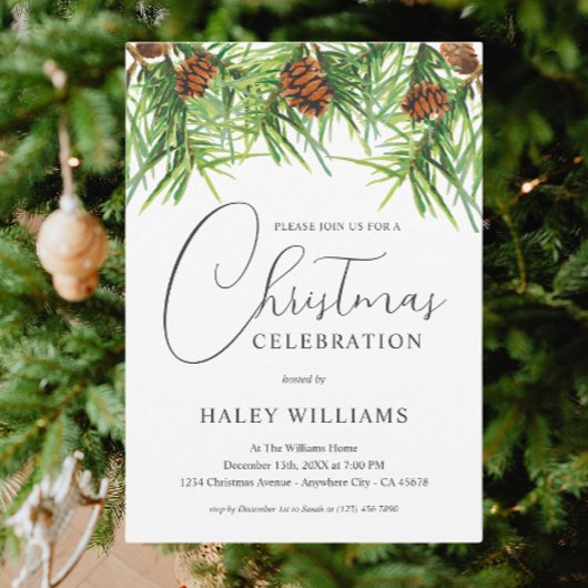 Waterverf Greenery Pine Corporate Christmas Party Kaart