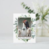 Waterverf Greenery Pine Love and Bedankt Wedding Briefkaart (Staand voorkant)