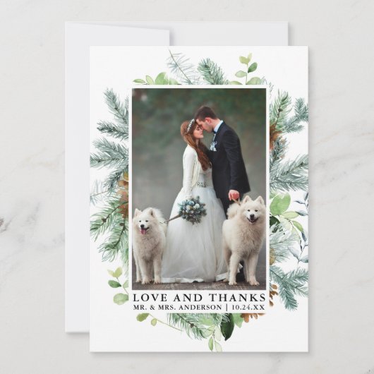 Waterverf Greenery Pine Love Bedankt Wedding (Voorkant)