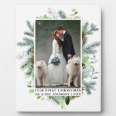 Waterverf Greenery Pine Our First Kerstfoto Fotoplaat (Voorkant)