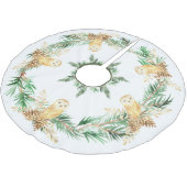 Waterverf Greenery Pine Owls Pinecones Kerstmis Kerstboom Rok (Gekanteld)
