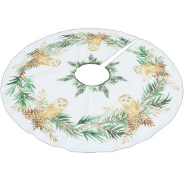 Waterverf Greenery Pine Owls Pinecones Kerstmis Kerstboom Rok