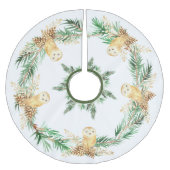 Waterverf Greenery Pine Owls Pinecones Kerstmis Kerstboom Rok (Voorkant)