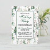 Waterverf Greenery Pines Holiday Kaart (Staand voorkant)