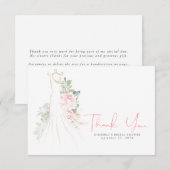 Waterverf Greenery Pink Floral Dress Bedankkaart (Voorkant / Achterkant)