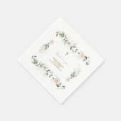 Waterverf Greenery Pink Floral Gold Baptisme Servet (Hoek)