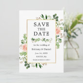 Waterverf Greenery Pink Floral sparen de Kaart van (Staand voorkant)