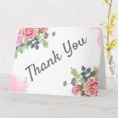 Waterverf Greenery Pink Flowers Kaart (Gele Bloem)