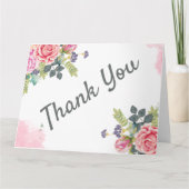 Waterverf Greenery Pink Flowers Kaart (Voorkant)