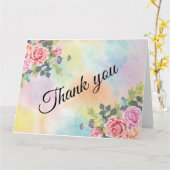 Waterverf Greenery Pink Flowers Note Kaart (Gele Bloem)