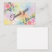 Waterverf Greenery Pink Flowers Notitiekaartje (Voorkant / Achterkant)