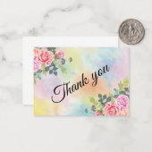 Waterverf Greenery Pink Flowers Notitiekaartje (Voorkant / Achterkant in situ)