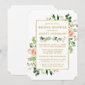 Waterverf Greenery Pink Roses Gold Vrijgezellenfee Kaart (Voorkant / Achterkant)