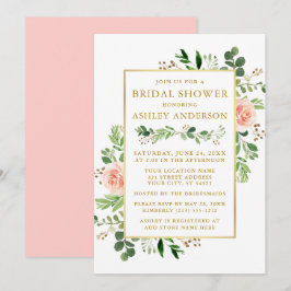 Waterverf Greenery Pink Roses Vrijgezellenfeest Go Kaart