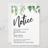 Waterverf Greenery Postponed Wedding Notice Card Kaart (Voorkant)