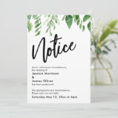Waterverf Greenery Postponed Wedding Notice Card Kaart (Staand voorkant)