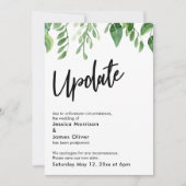 Waterverf Greenery Postponed Wedding Update Card Kaart (Voorkant)