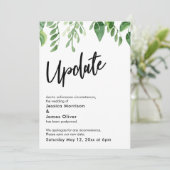 Waterverf Greenery Postponed Wedding Update Card Kaart (Staand voorkant)