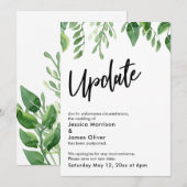Waterverf Greenery Postponed Wedding Update Card Kaart (Voorkant / Achterkant)