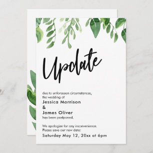 Waterverf Greenery Postponed Wedding Update Card Kaart