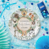 Waterverf Greenery Puppy Dog Baby shower Pawty Papieren Bordje (Feest)